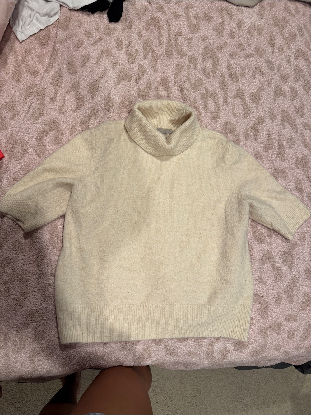 H&M Cream Short-Sleeve Turtleneck Sweater